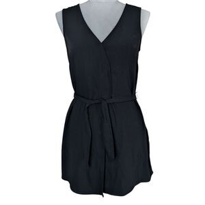 Ever New Unique black belted tunic top v-neck size 2